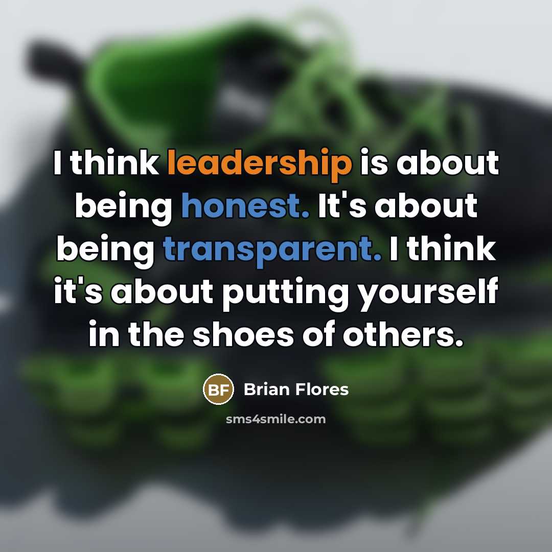 “I think leadership is about being honest. It's about being…” quote by Brian Flores