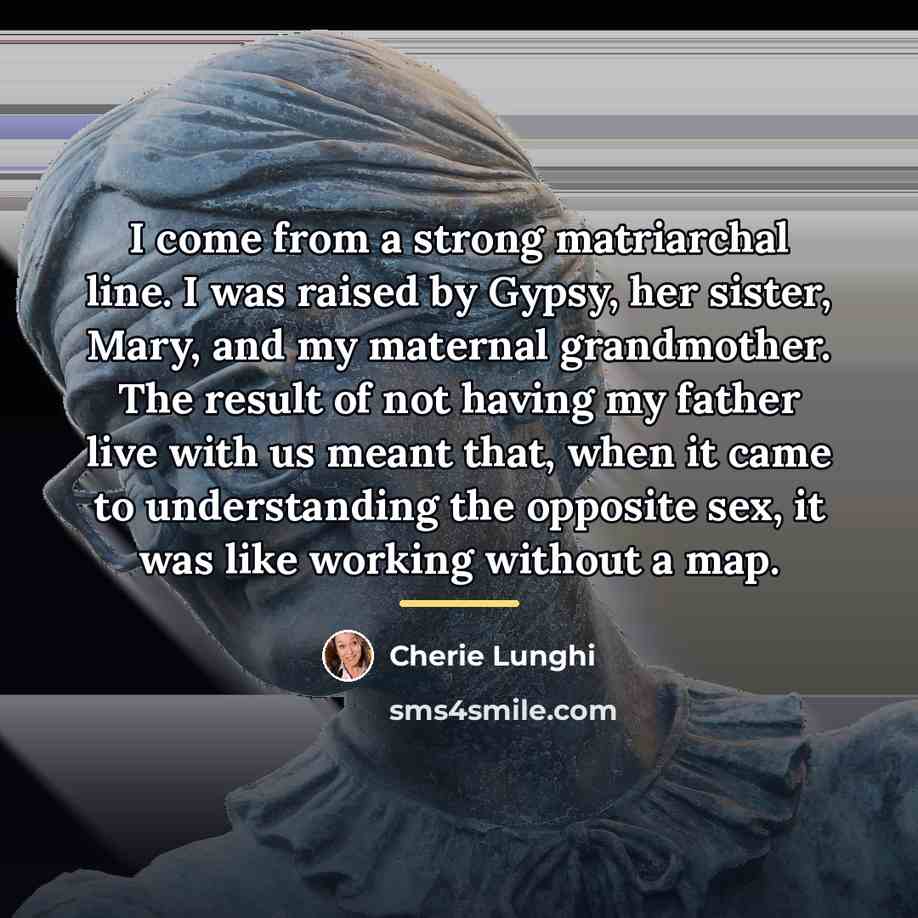 “I come from a strong matriarchal line. I was raised…” quote by Cherie Lunghi