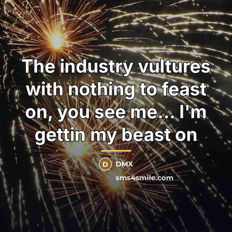 “The industry vultures with nothing to feast on, you see…” quote by Dmx