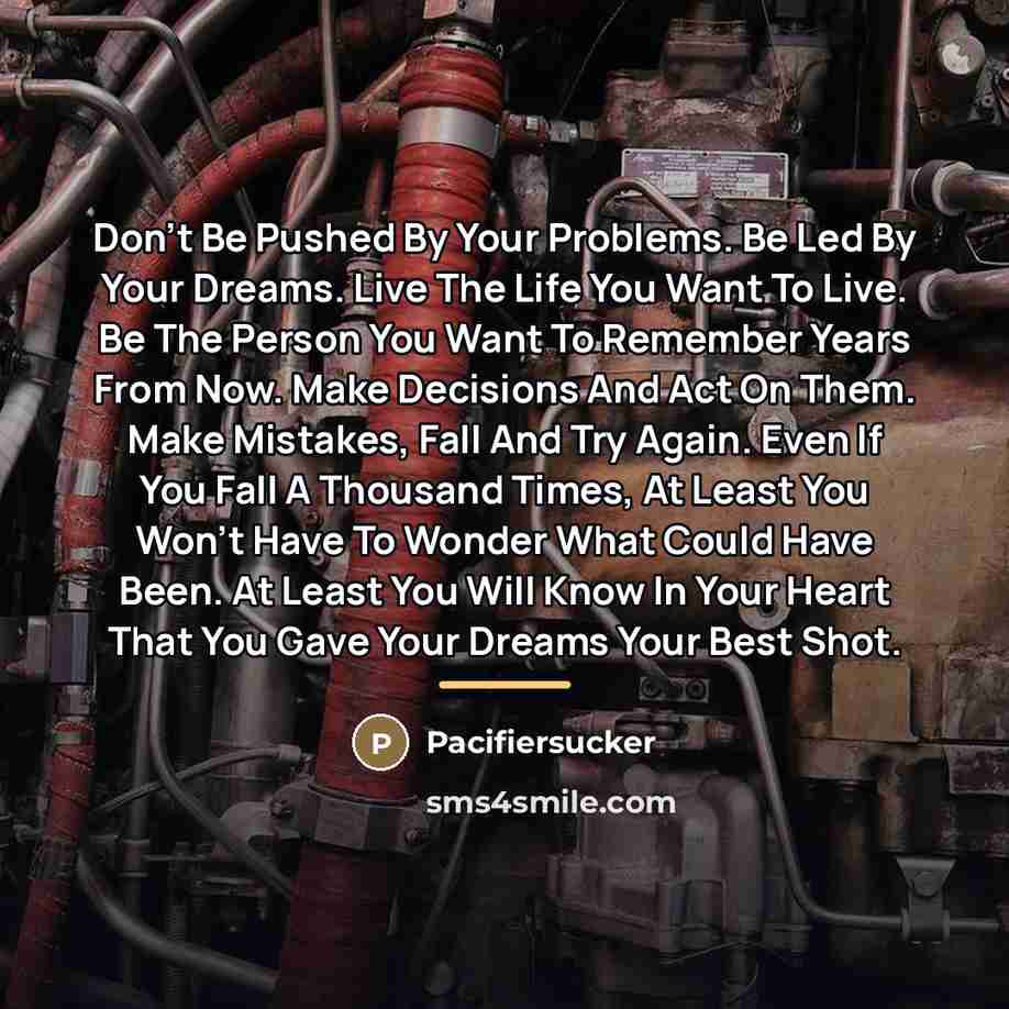 “Don't Be Pushed By Your Problems. Be Led By Your…” quote by Pacifiersucker