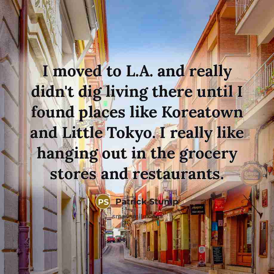“I moved to L.A. and really didn't dig living there…” quote by Patrick Stump