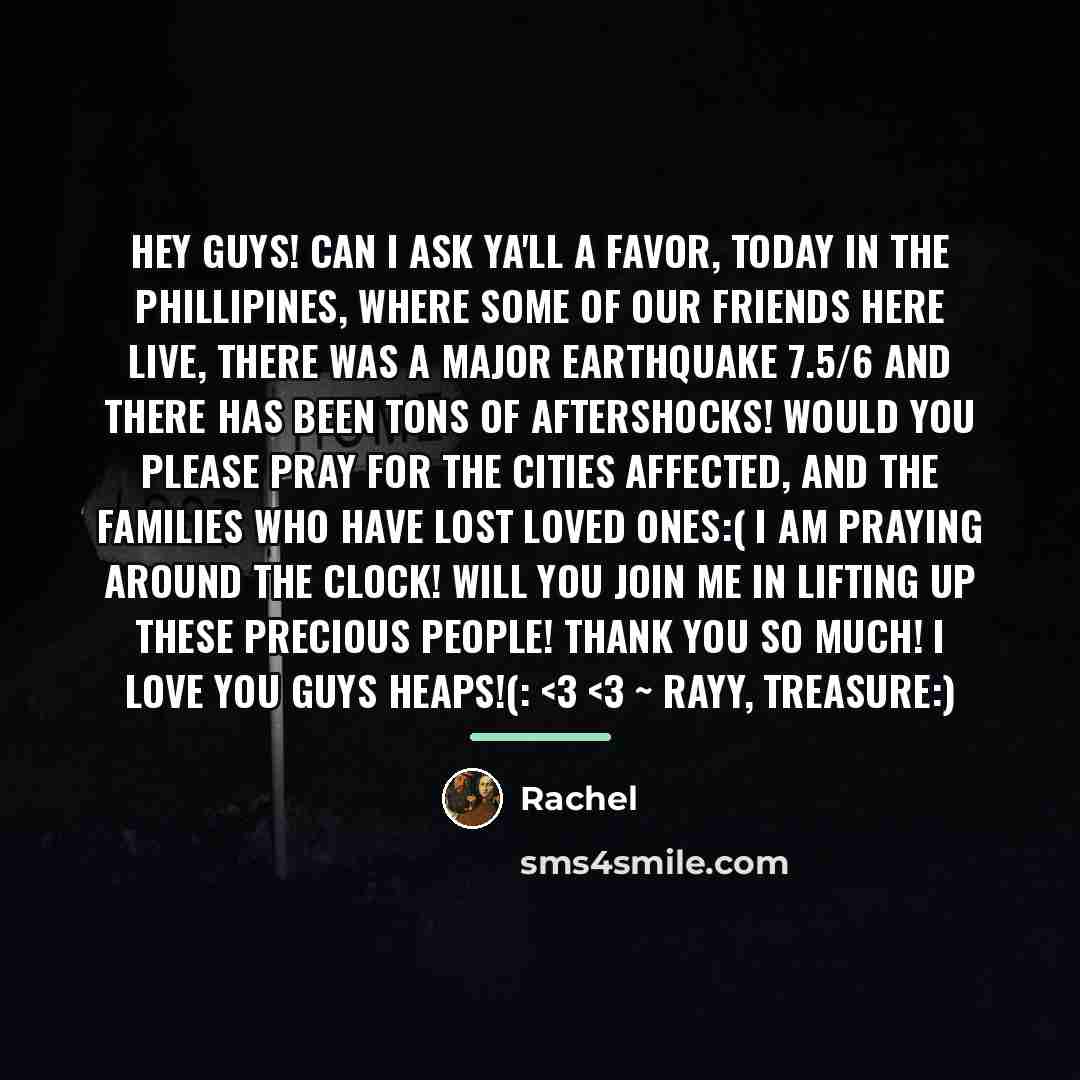 “Hey Guys! Can I ask ya'll a favor, today in…” quote by Rachel