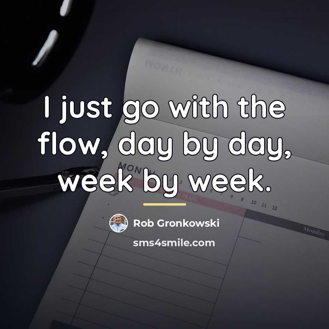“I just go with the flow, day by day, week…” quote by Rob Gronkowski