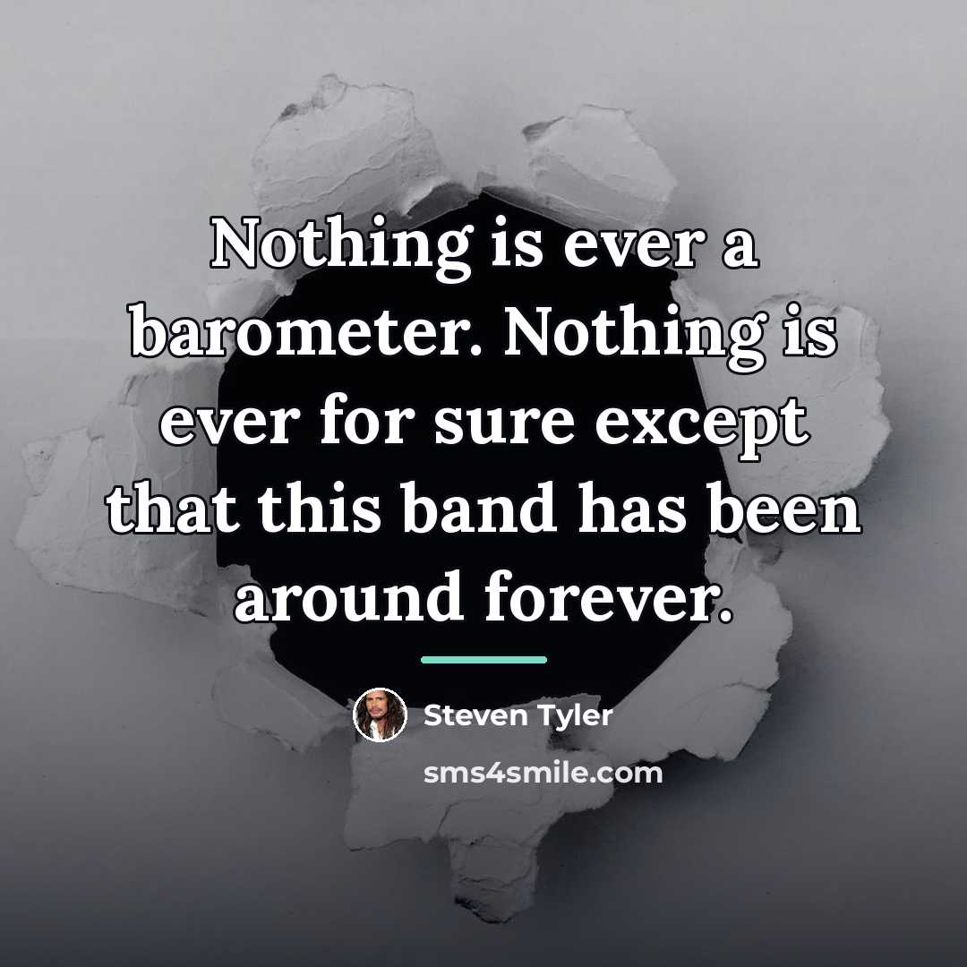 “Nothing is ever a barometer. Nothing is ever for sure…” quote by Steven Tyler