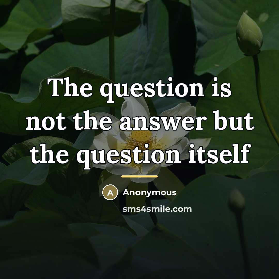 “The question is not the answer but the question itself…” quote by Anonymous