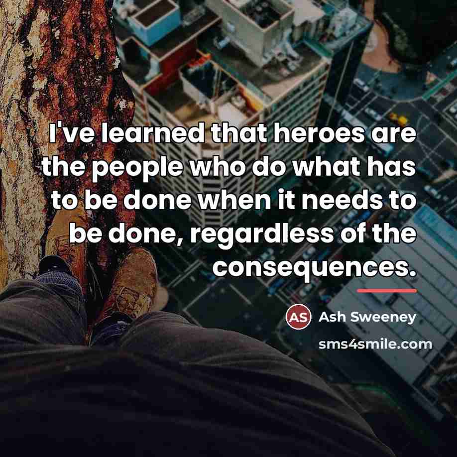 “I've learned that heroes are the people who do what…” quote by Ash Sweeney