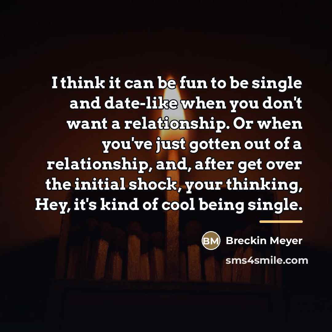“I think it can be fun to be single and…” quote by Breckin Meyer
