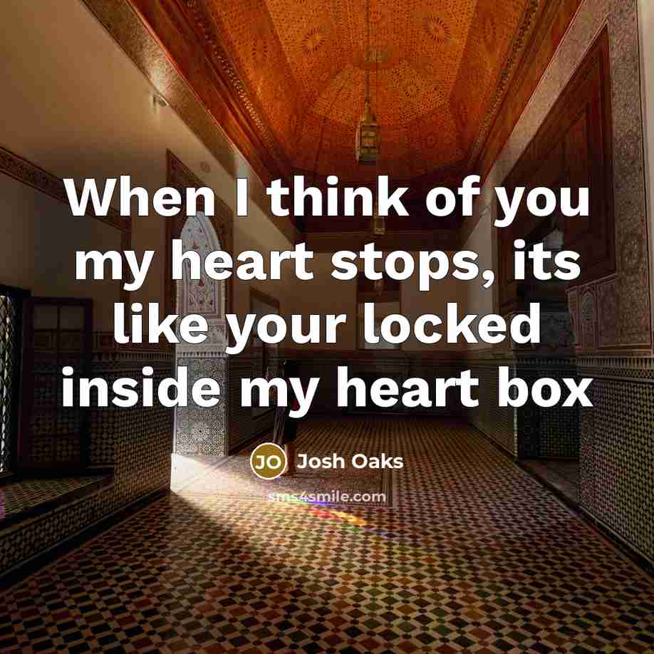 “When I think of you my heart stops, its like your locked inside my heart box” quote by Josh Oaks