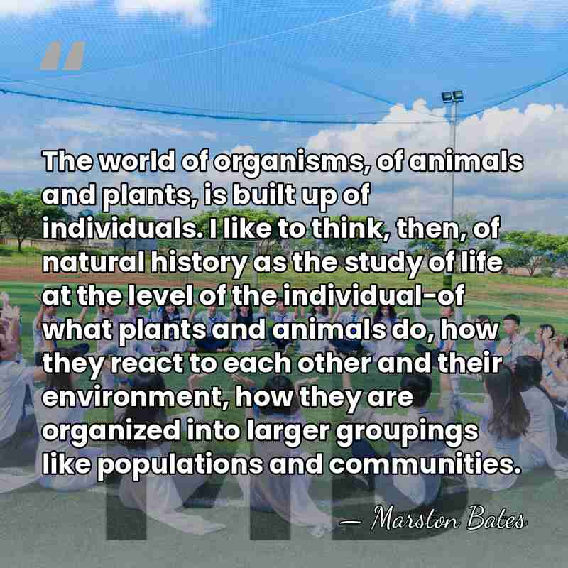 The world of organisms, of animals and plants, is built up of&hellip; - Marston Bates