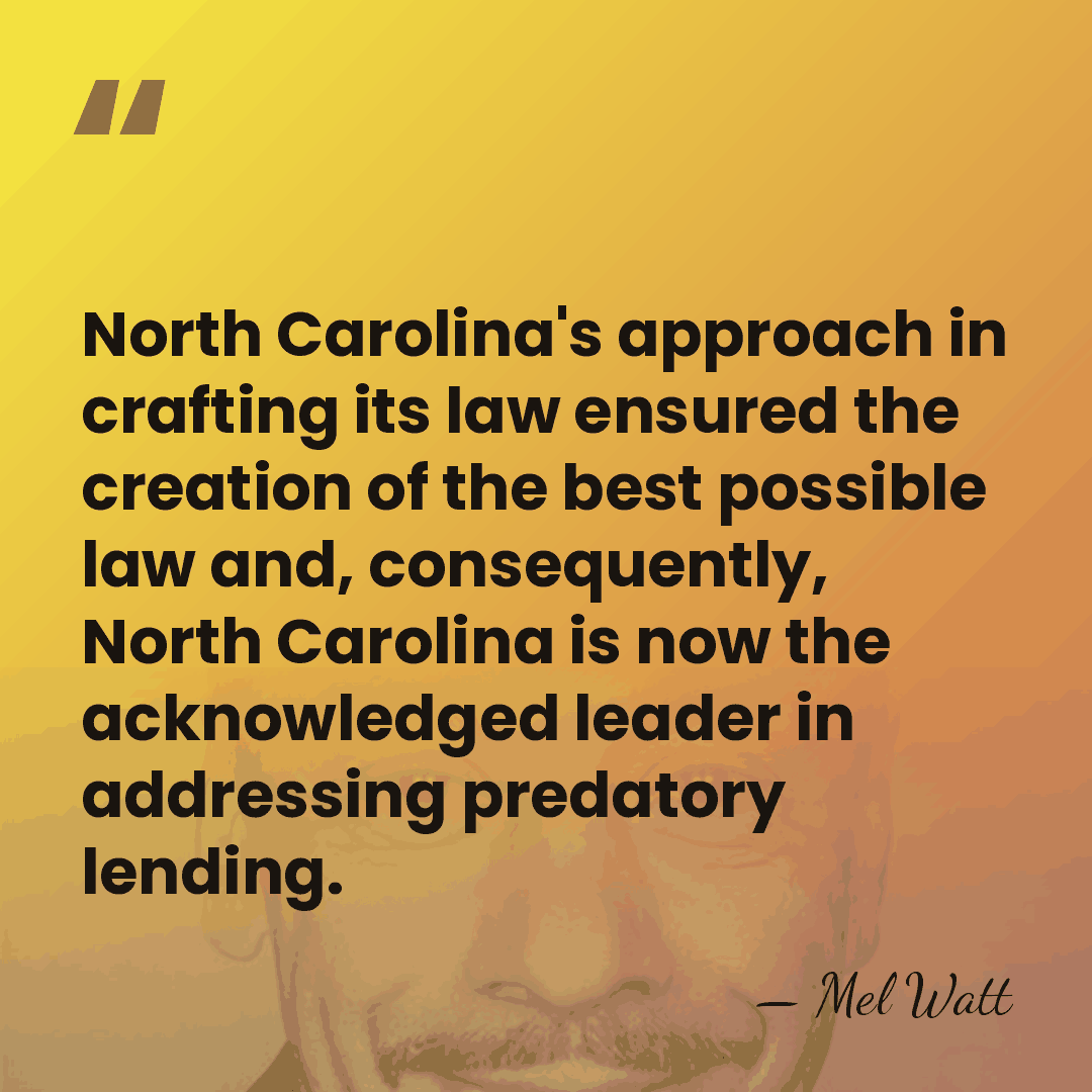 North Carolina's approach in crafting its law ensured the creation of the&hellip; - Mel Watt
