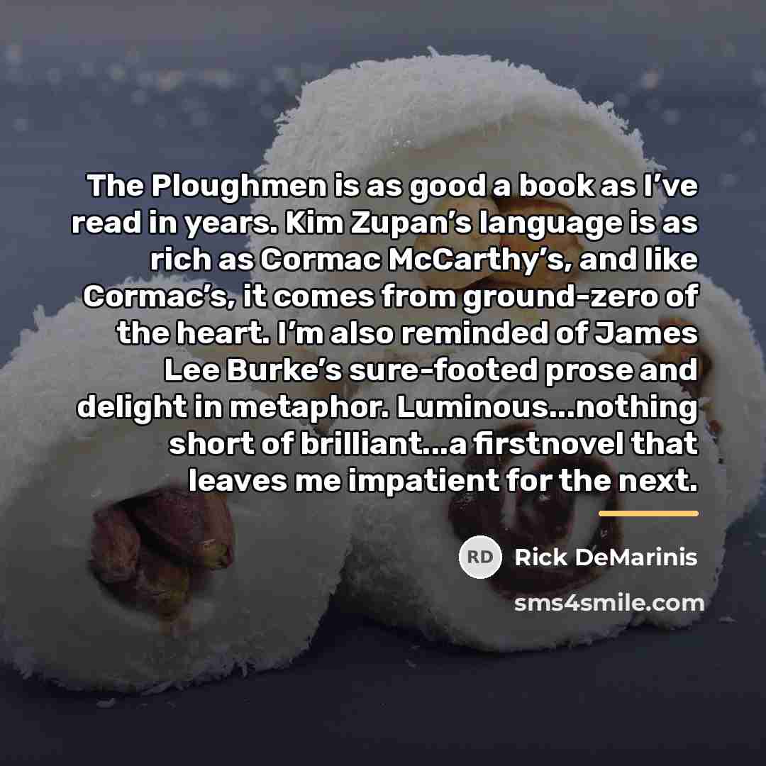 “The Ploughmen is as good a book as I’ve read…” quote by Rick DeMarinis