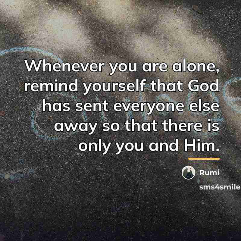 “Whenever you are alone, remind yourself that God has sent…” quote by Rumi