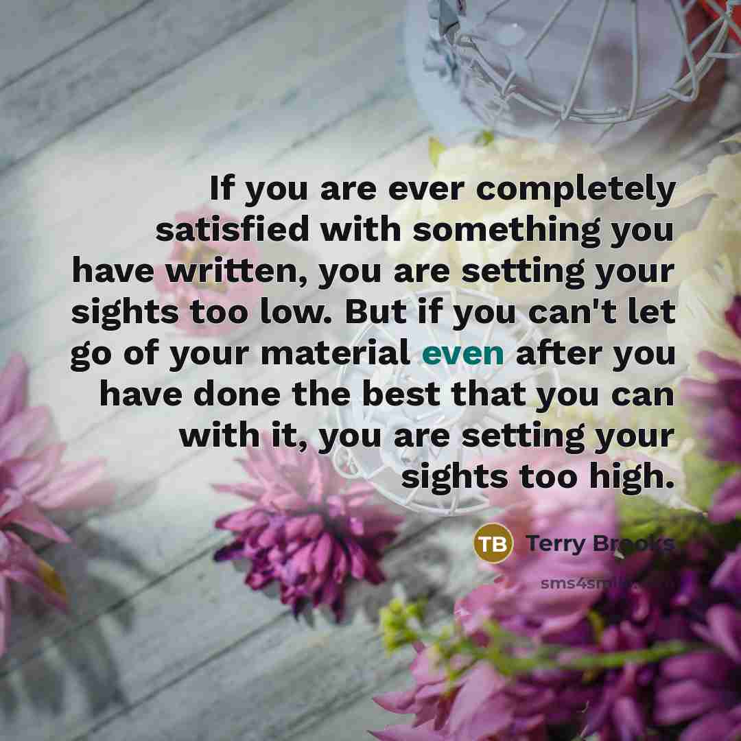 “If you are ever completely satisfied with something you have…” quote by Terry Brooks