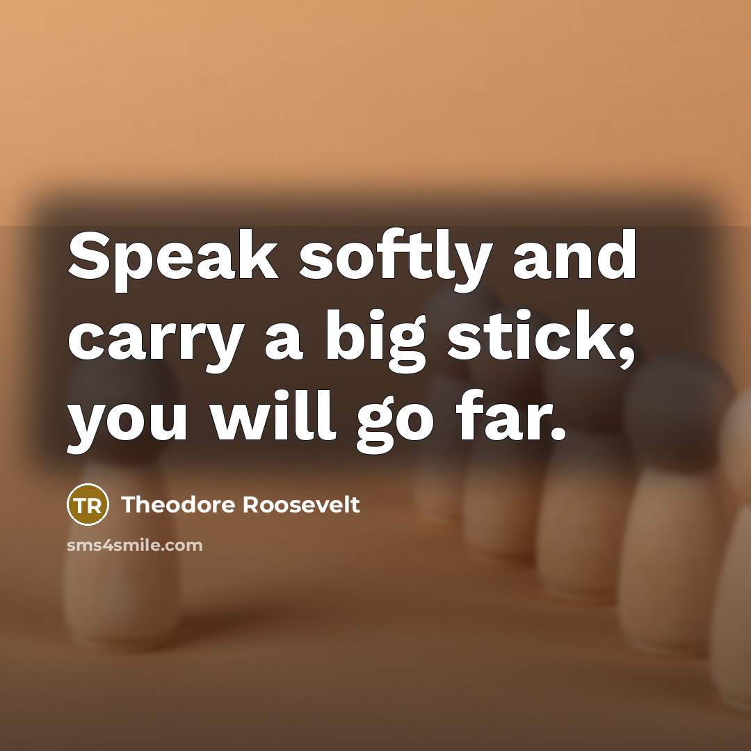 “Speak softly and carry a big stick; you will go…” quote by Theodore Roosevelt