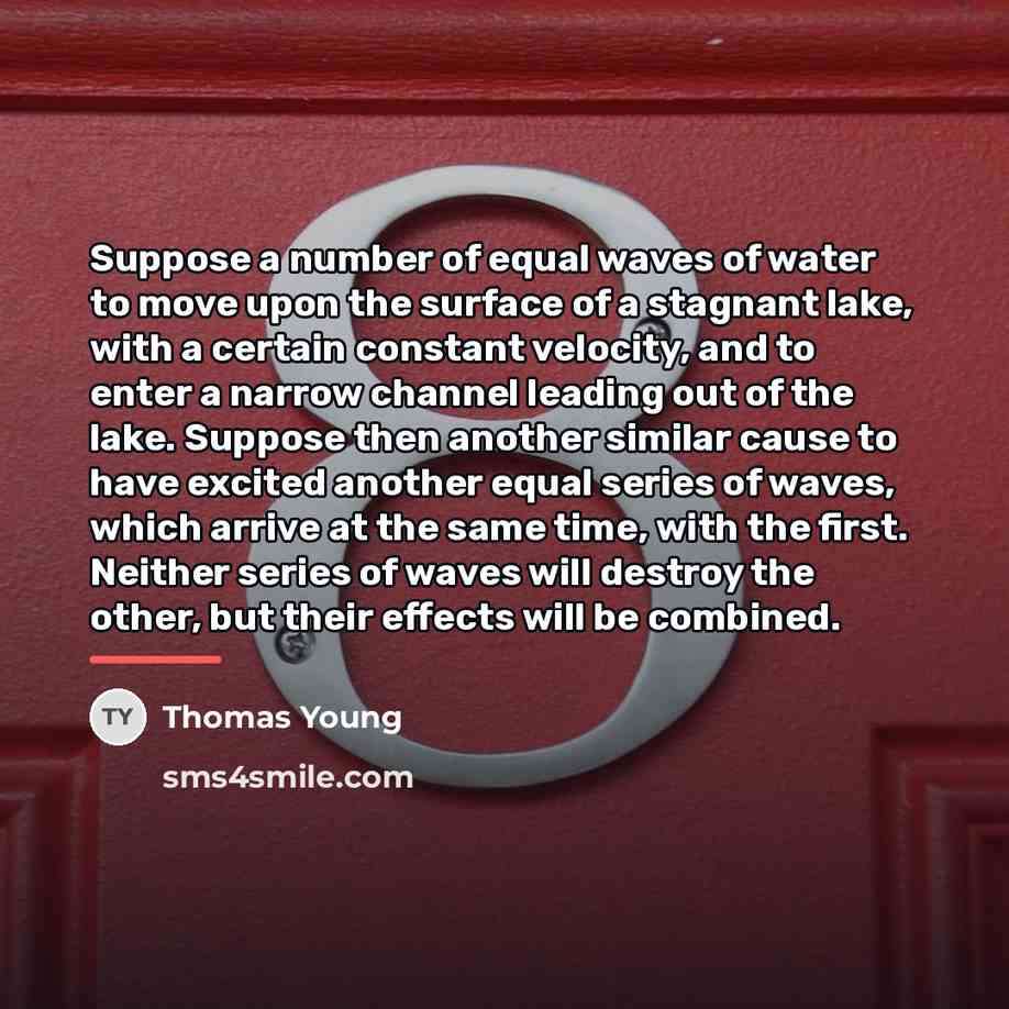 “Suppose a number of equal waves of water to move…” quote by Thomas Young