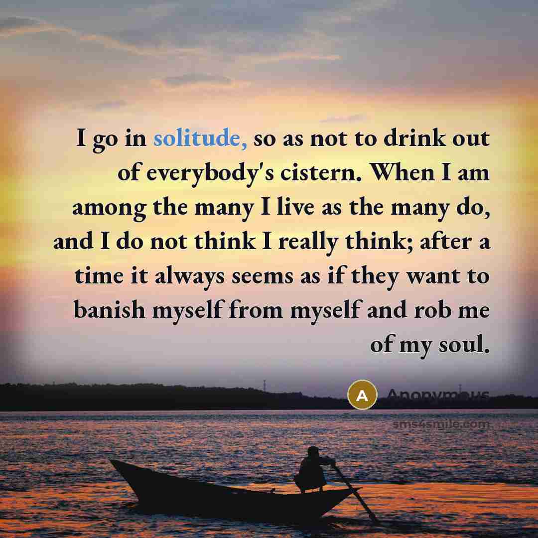 “I go in solitude, so as not to drink out…” quote by Anonymous