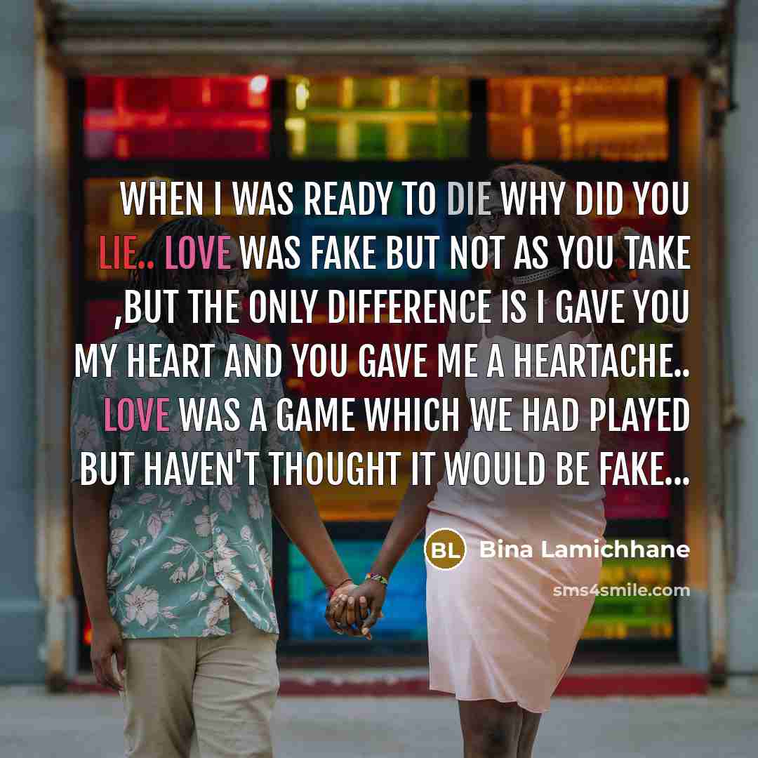“When I was ready to die why did you lie..…” quote by Bina Lamichhane