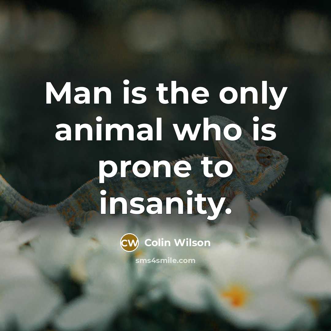 “Man is the only animal who is prone to insanity.…” quote by Colin Wilson