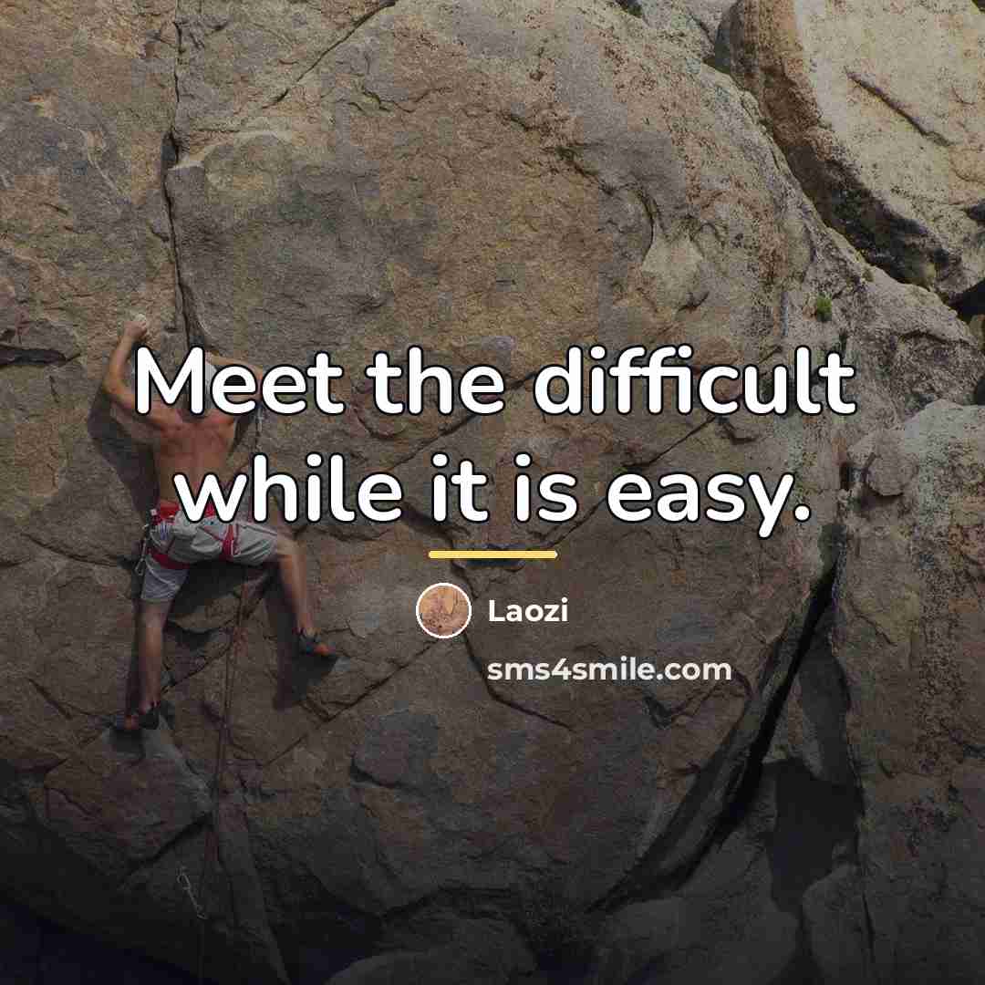“Meet the difficult while it is easy.…” quote by Laozi