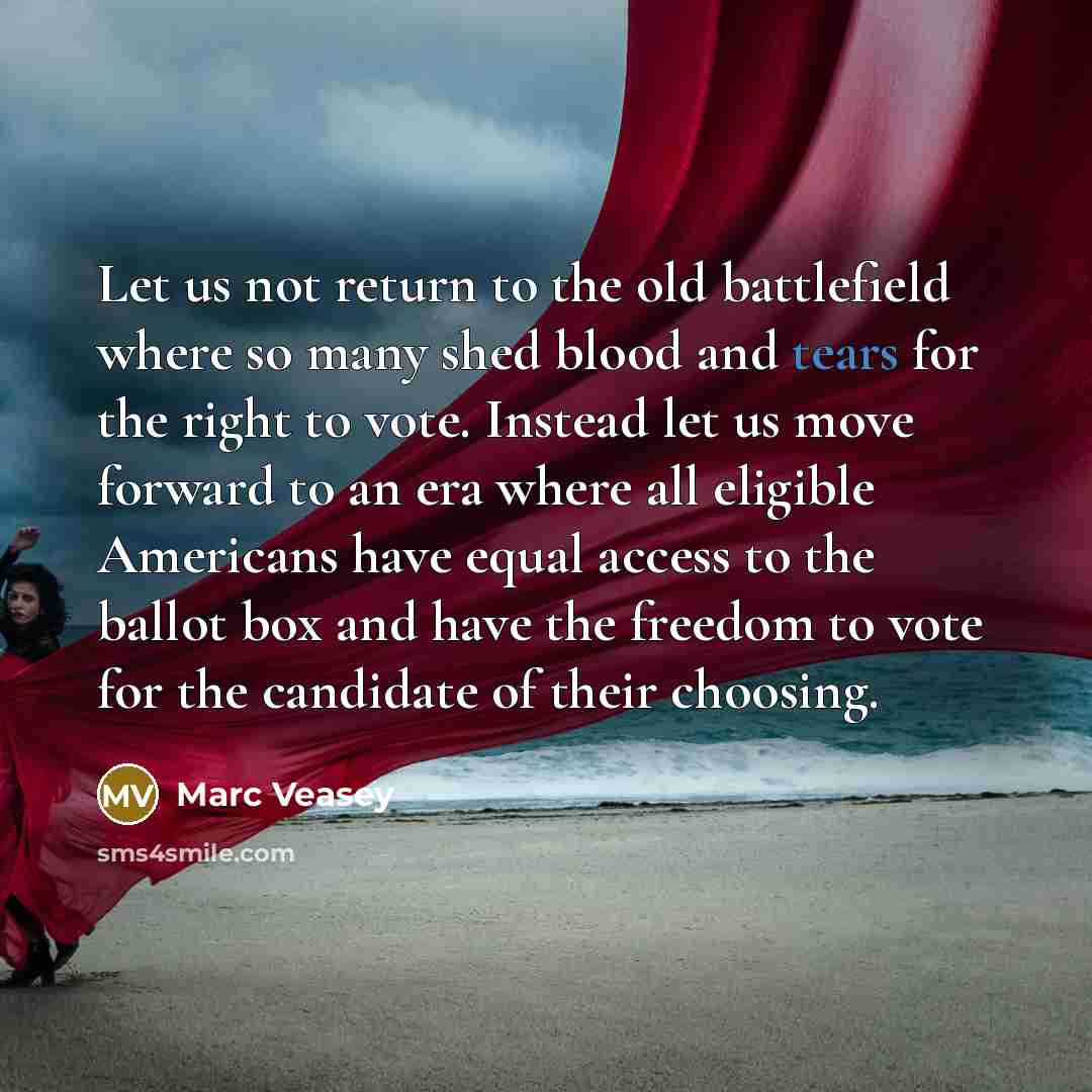 “Let us not return to the old battlefield where so…” quote by Marc Veasey