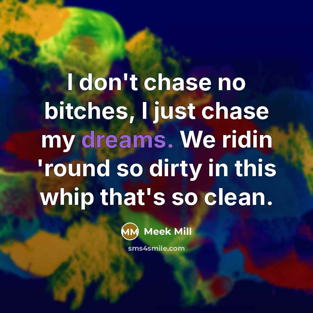 “I don't chase no bitches, I just chase my dreams.…” quote by Meek Mill