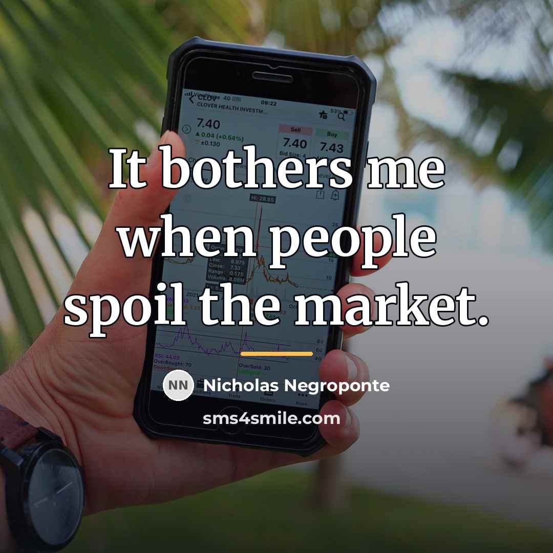 “It bothers me when people spoil the market.…” quote by Nicholas Negroponte