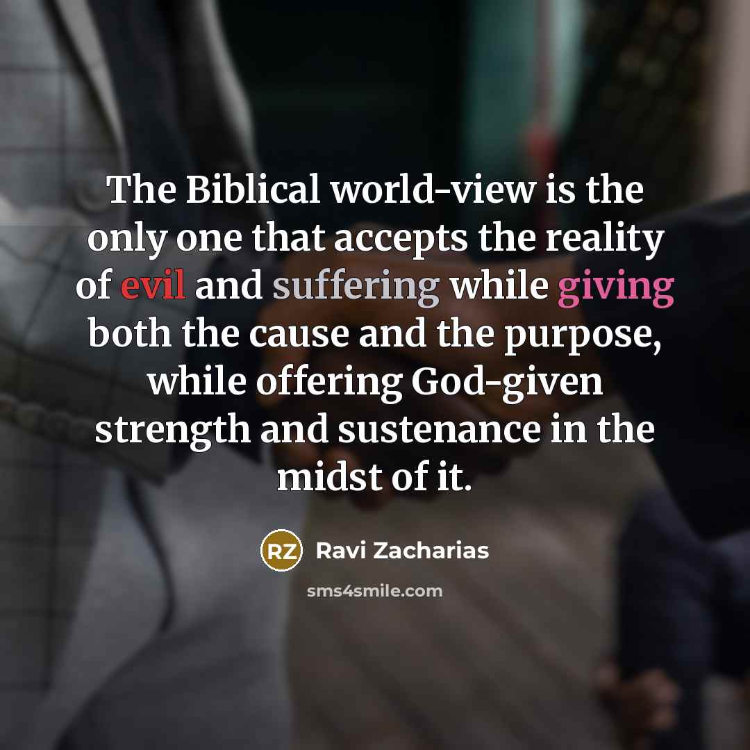 “The Biblical world-view is the only one that accepts the…” quote by Ravi Zacharias