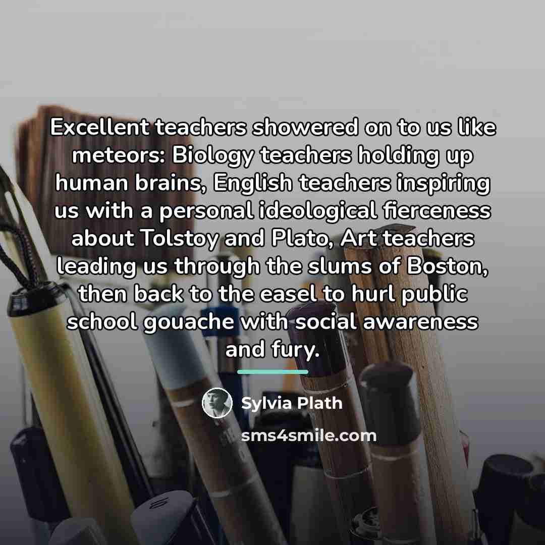 “Excellent teachers showered on to us like meteors: Biology teachers…” quote by Sylvia Plath