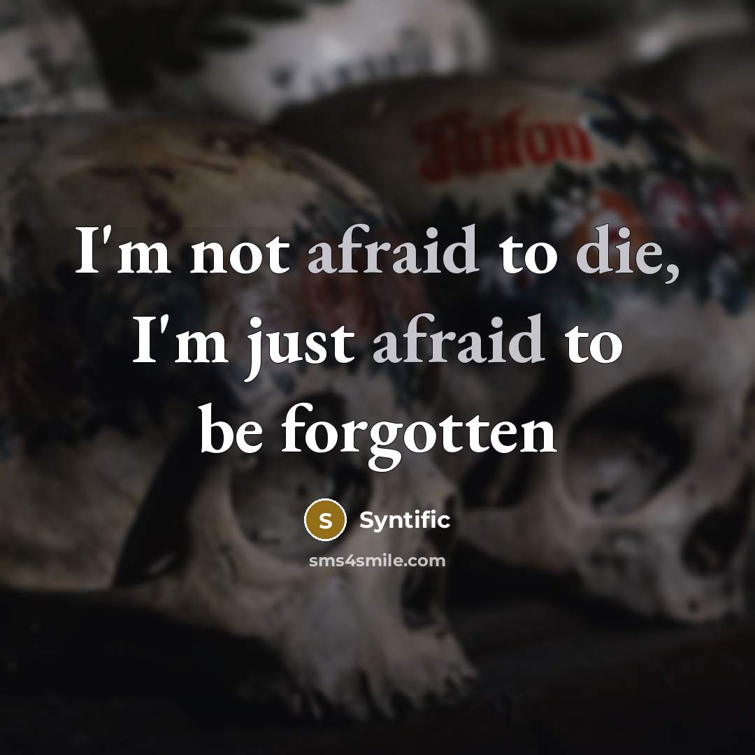 “I'm not afraid to die, I'm just afraid to be forgotten” quote by Syntific