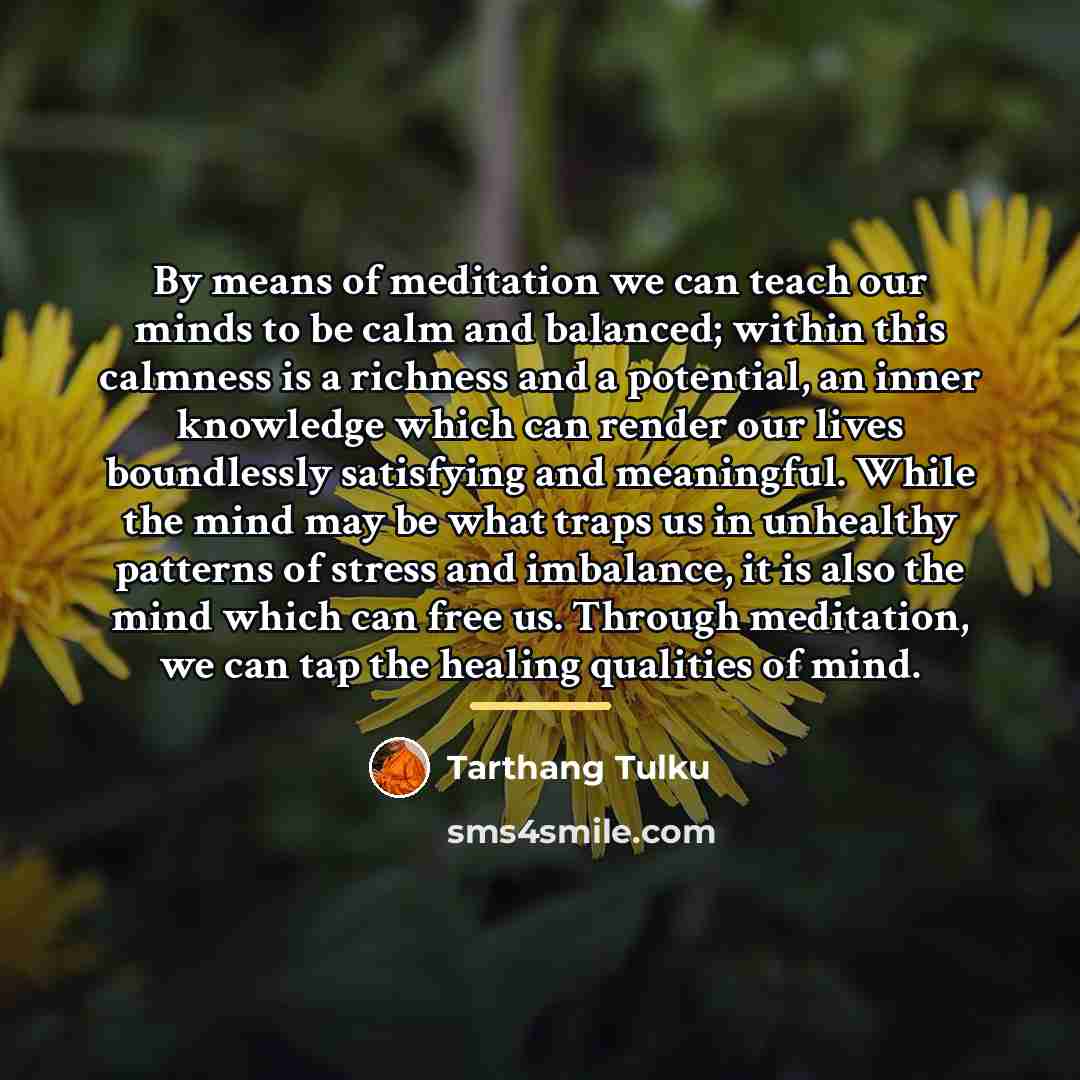“By means of meditation we can teach our minds to…” quote by Tarthang Tulku
