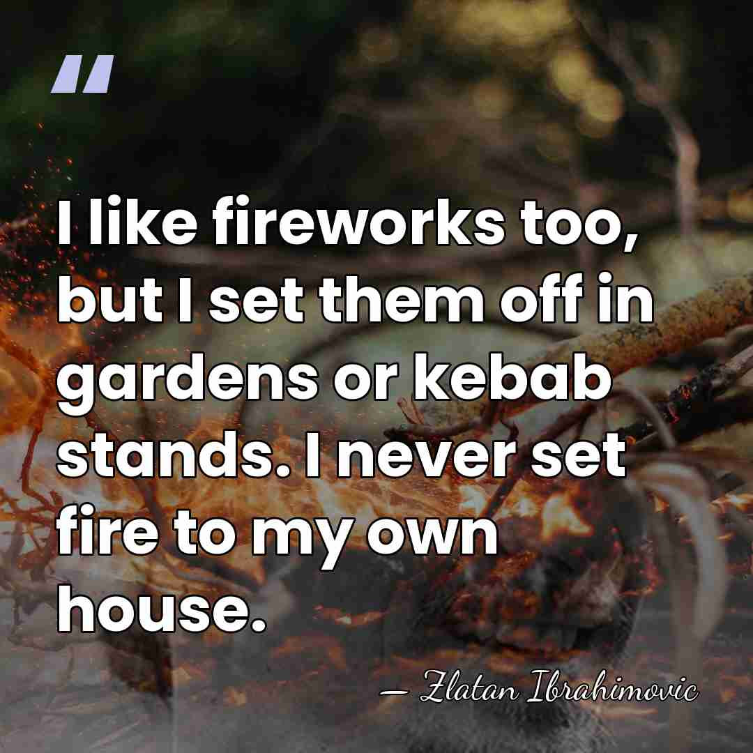 I like fireworks too, but I set them off in gardens or&hellip; - Zlatan Ibrahimovic