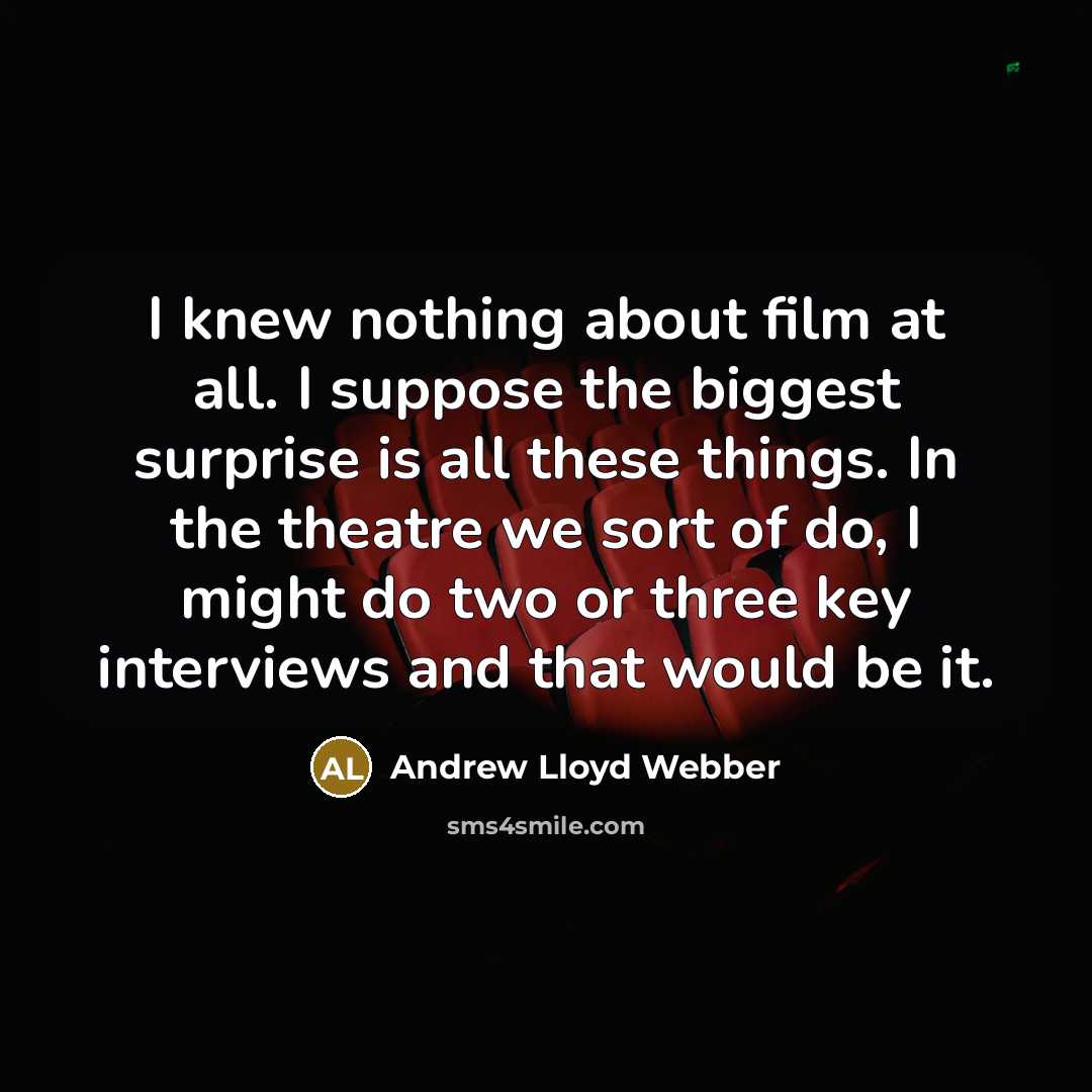 “I knew nothing about film at all. I suppose the…” quote by Andrew Lloyd Webber