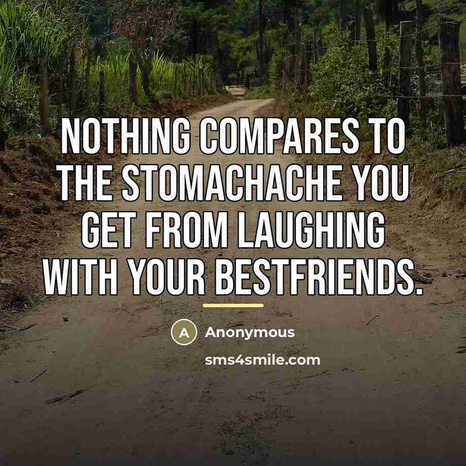 “Nothing compares to the stomachache you get from laughing with…” quote by Anonymous
