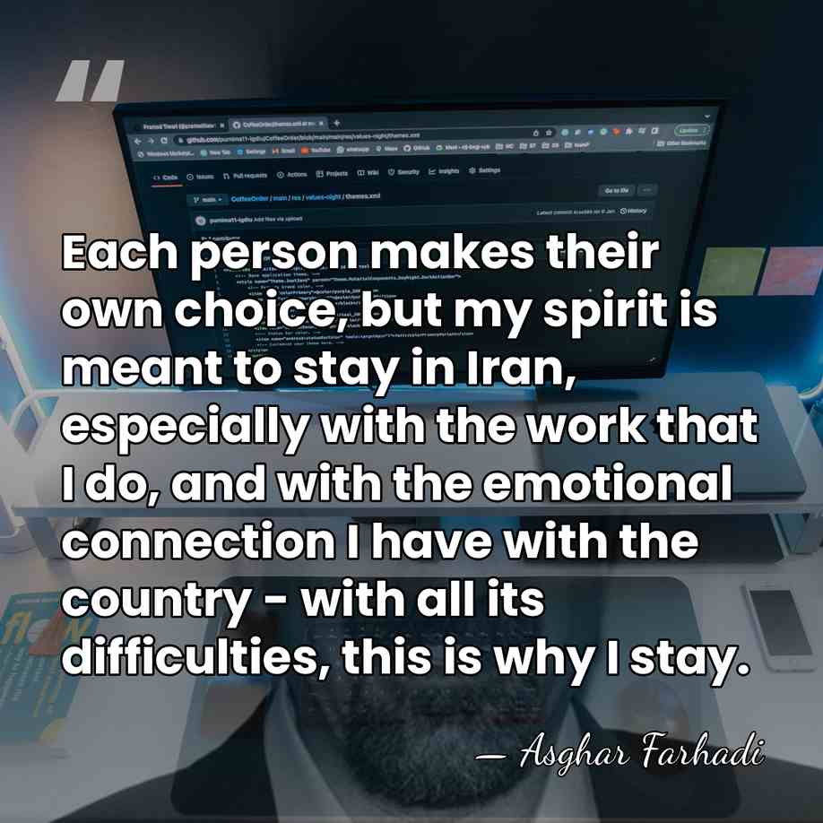 Each person makes their own choice, but my spirit is meant to&hellip; - Asghar Farhadi