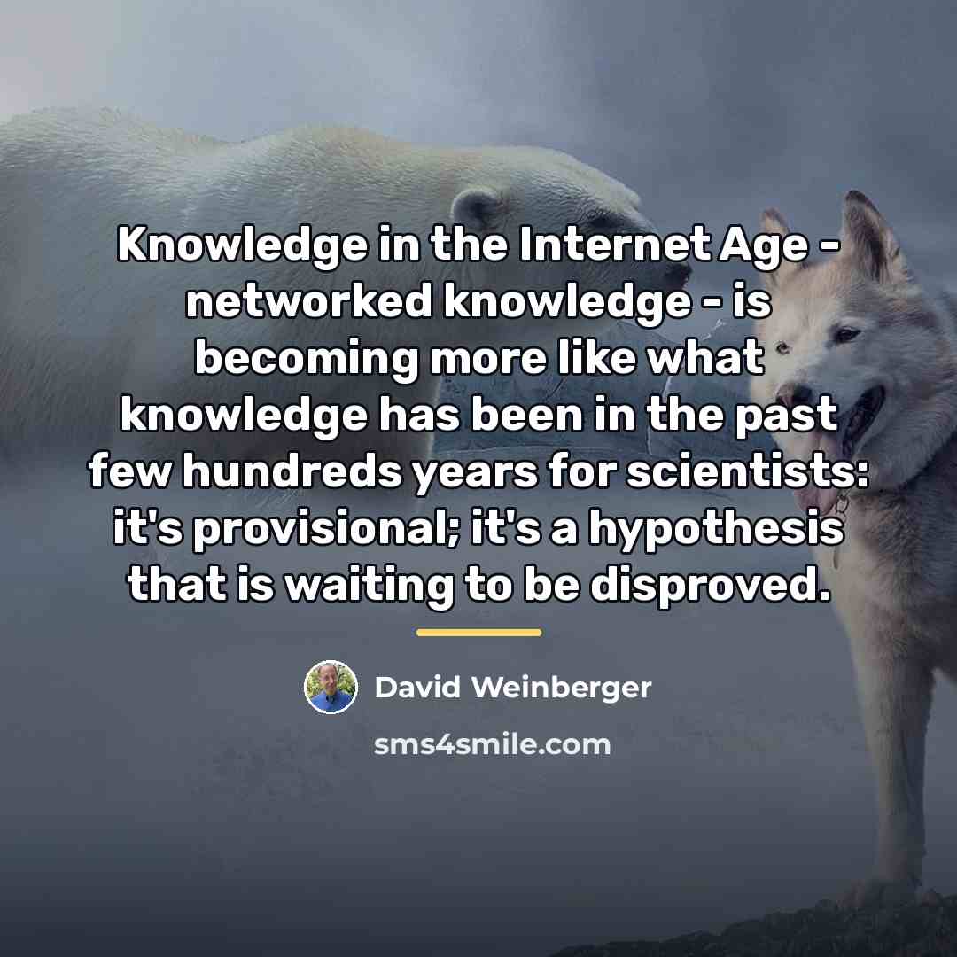 “Knowledge in the Internet Age - networked knowledge - is…” quote by David Weinberger