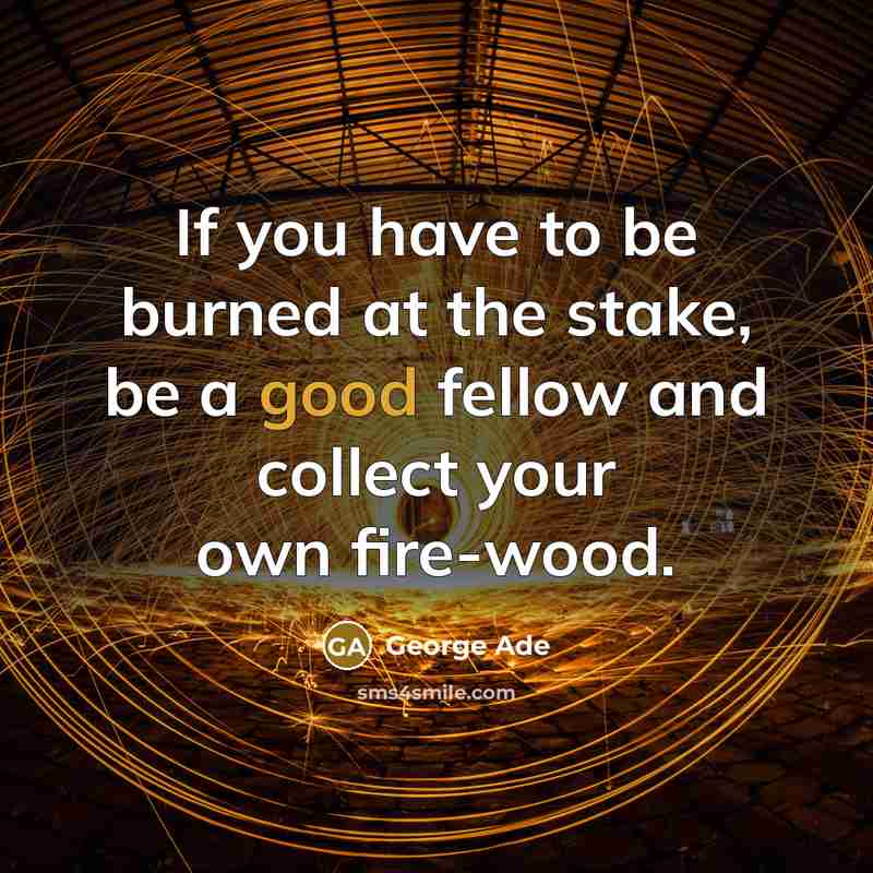 “If you have to be burned at the stake, be…” quote by George Ade