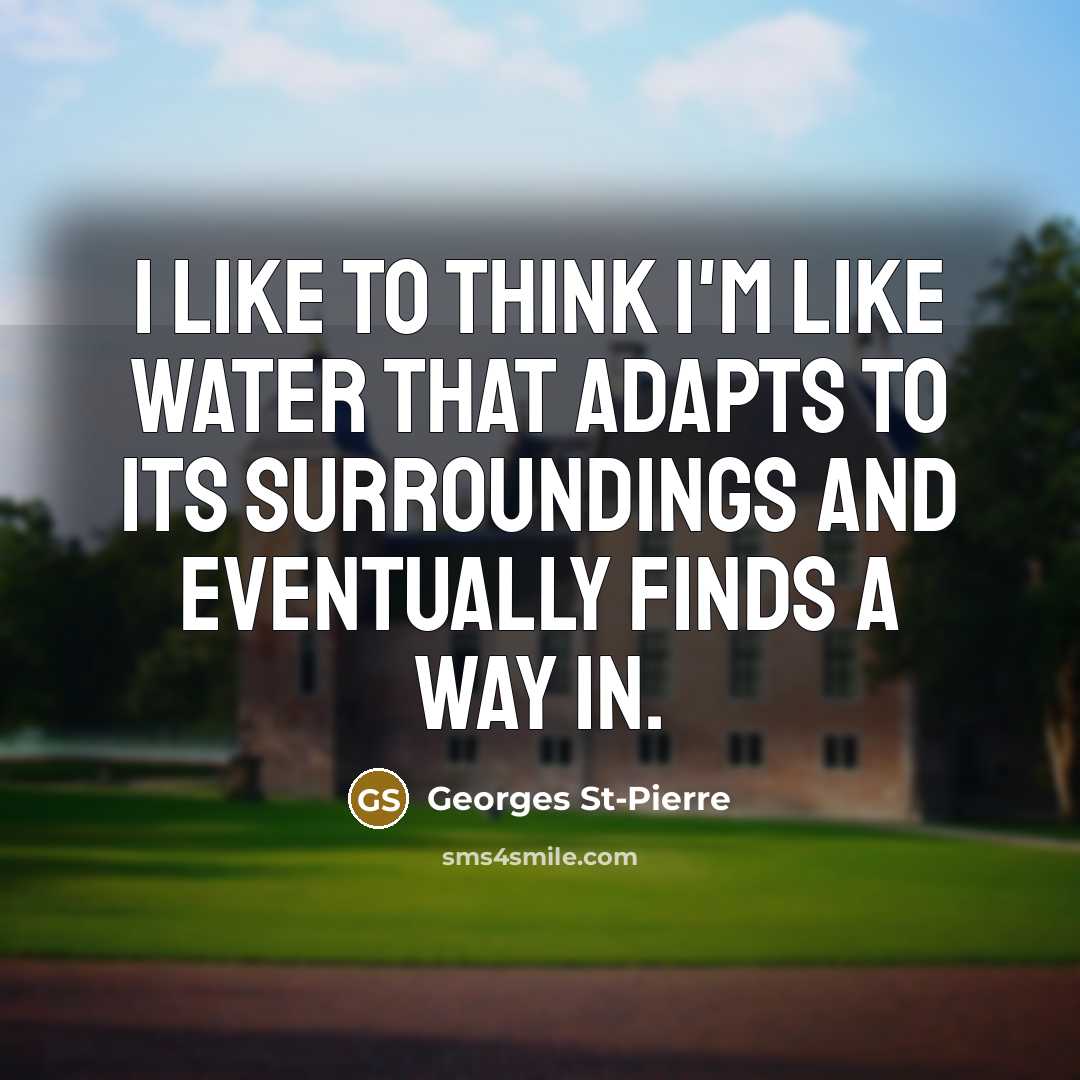 “I like to think I'm like water that adapts to…” quote by Georges St-Pierre