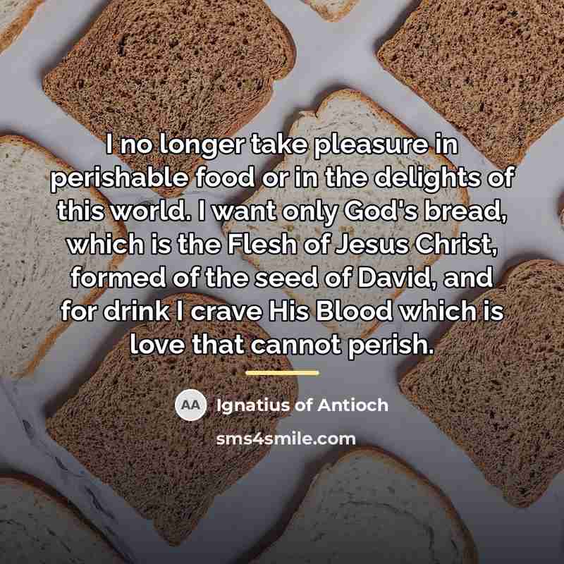 “I no longer take pleasure in perishable food or in…” quote by Ignatius of Antioch