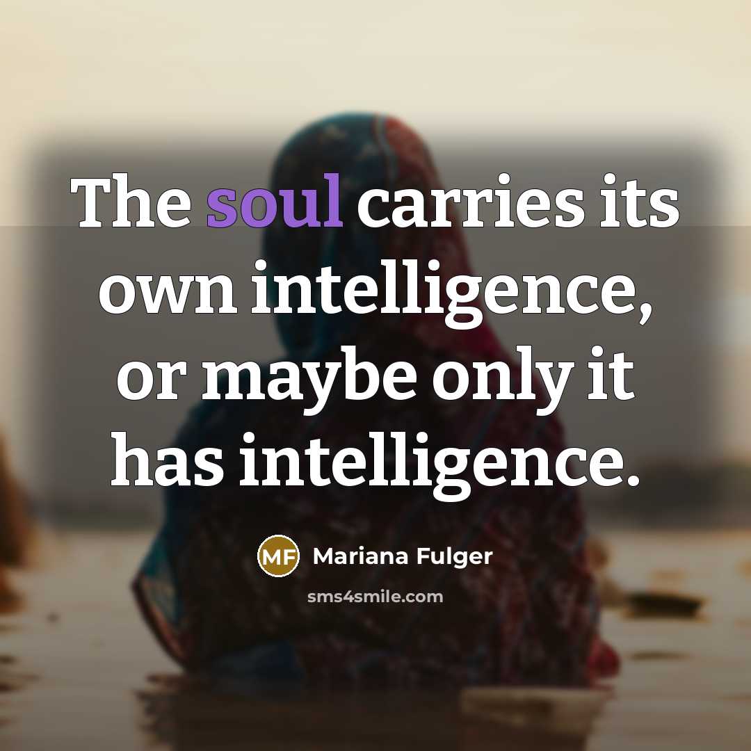 “The soul carries its own intelligence, or maybe only it…” quote by Mariana Fulger