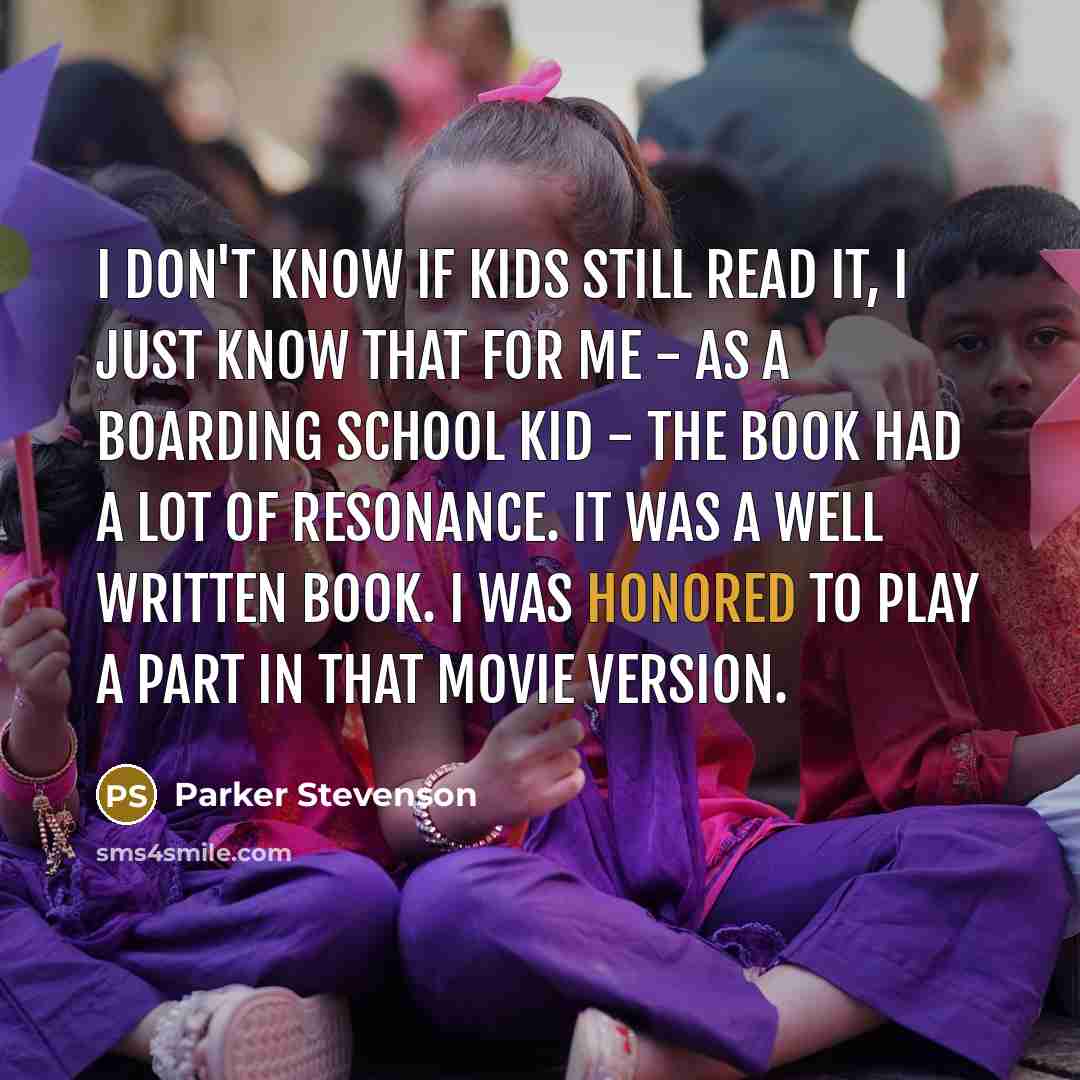 “I don't know if kids still read it, I just…” quote by Parker Stevenson
