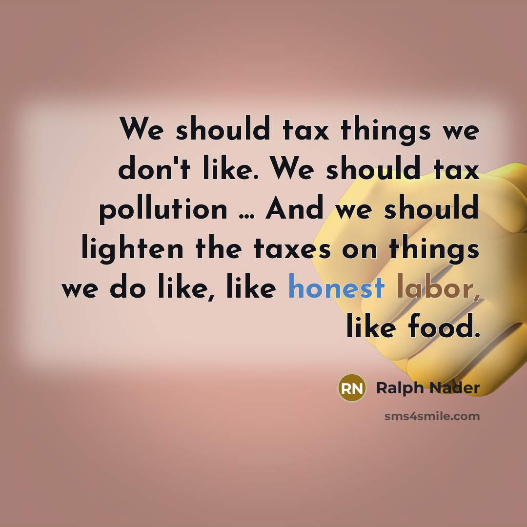 “We should tax things we don't like. We should tax…” quote by Ralph Nader