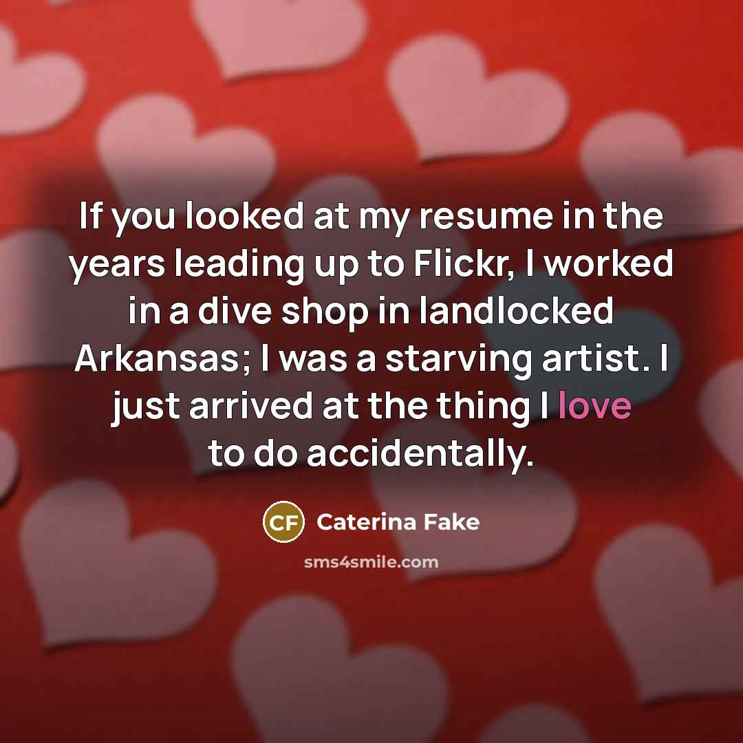 “If you looked at my resume in the years leading…” quote by Caterina Fake