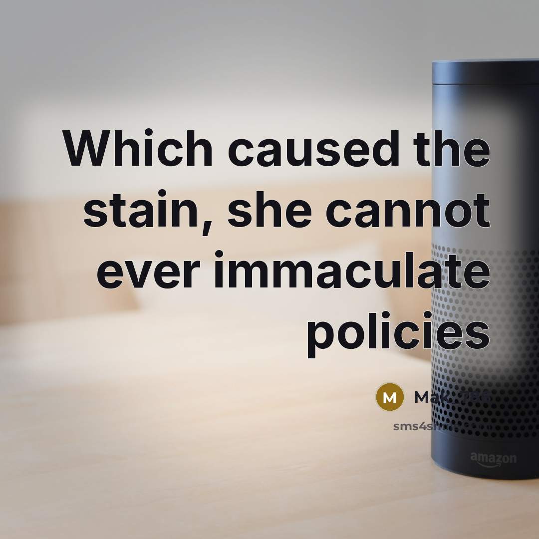 “Which caused the stain, she cannot ever immaculate policies” quote by Mak_786
