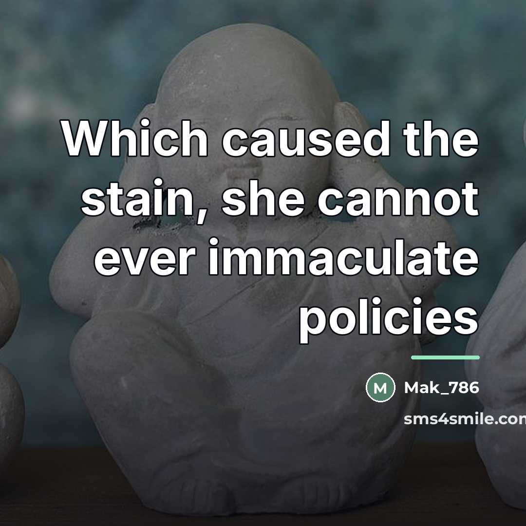 “Which caused the stain, she cannot ever immaculate policies…” quote by Mak_786