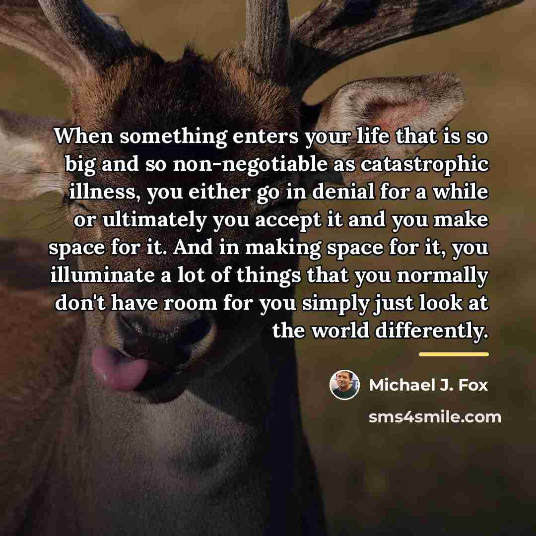 “When something enters your life that is so big and…” quote by Michael J. Fox