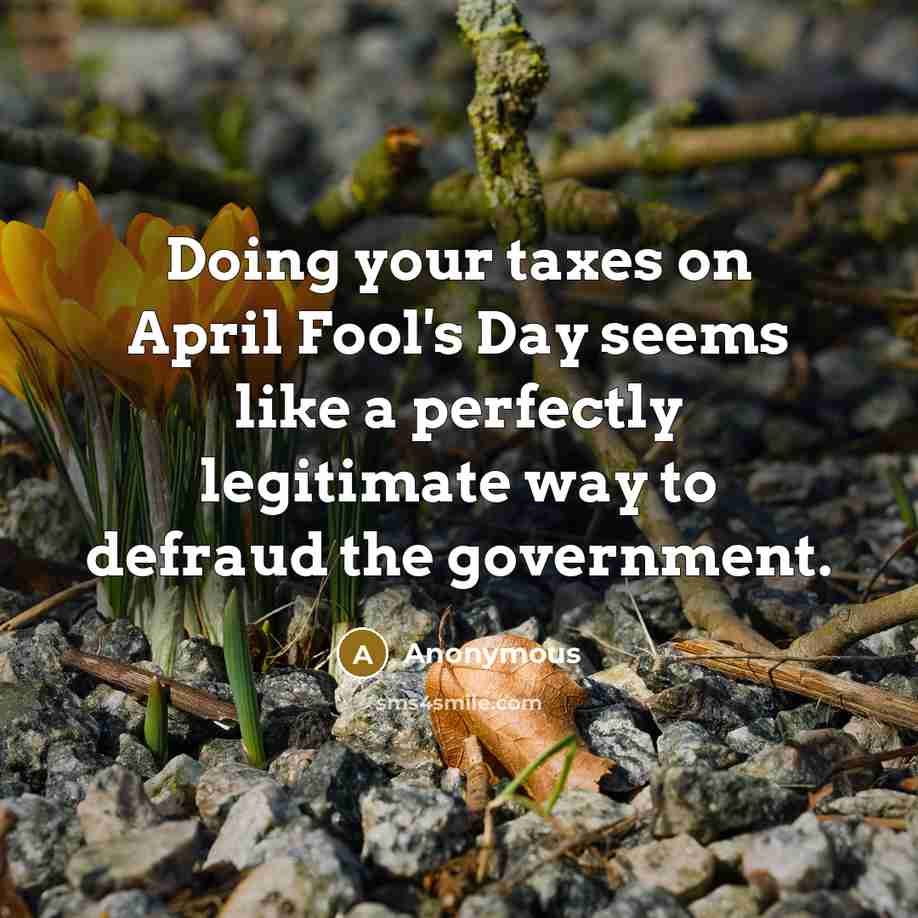 “Doing your taxes on April Fool's Day seems like a perfectly legitimate way to defraud the government.” quote by Anonymous