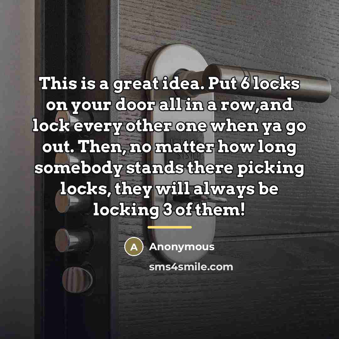 “This is a great idea. Put 6 locks on your…” quote by Anonymous