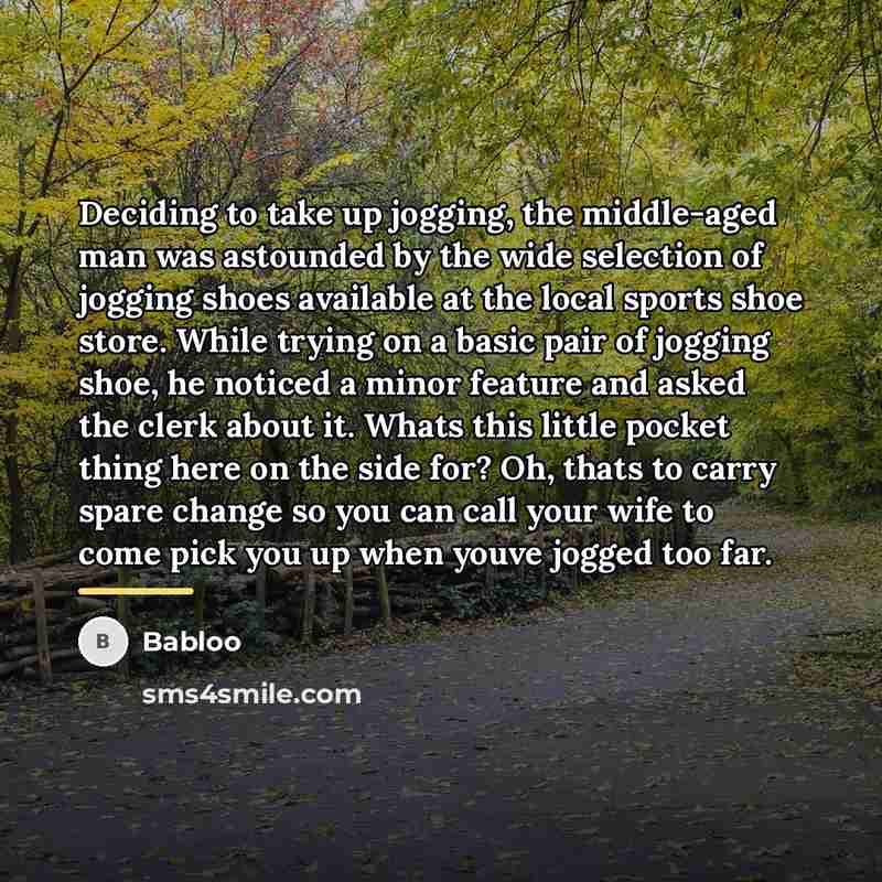 “Deciding to take up jogging, the middle-aged man was astounded…” quote by Babloo
