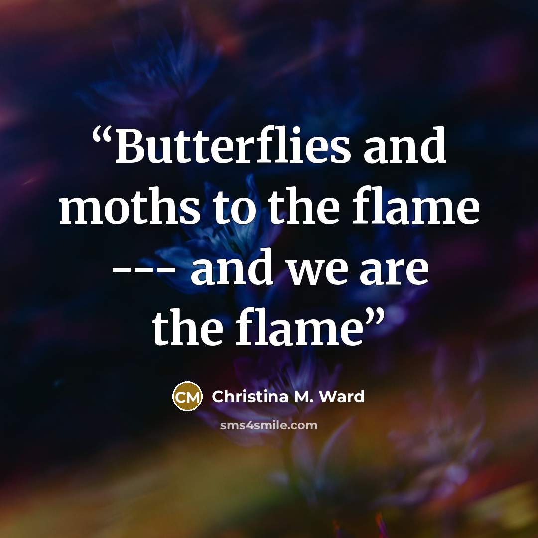 “Butterflies and moths to the flame --- and we are the flame” quote by Christina M. Ward