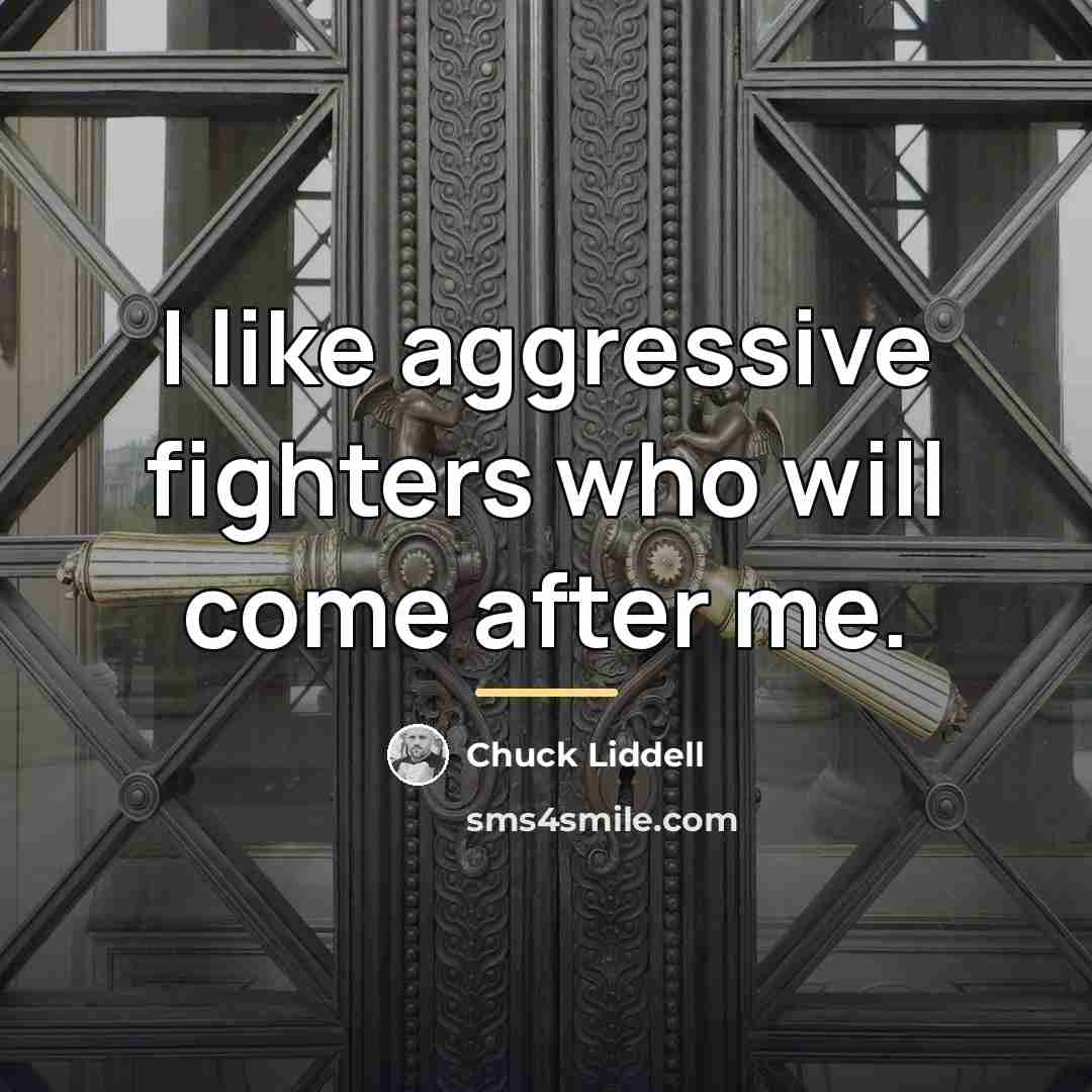 “I like aggressive fighters who will come after me.…” quote by Chuck Liddell